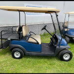 Clubcar 4 persoons klapbank blauw met koplamp