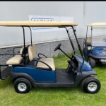 Clubcar 4 persoons klapbank blauw met koplamp